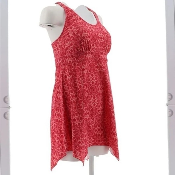 DENIM & Co Beach Handkerchief Hem Scoop Neck swim dress Rose Pink 10 - Picture 6 of 14
